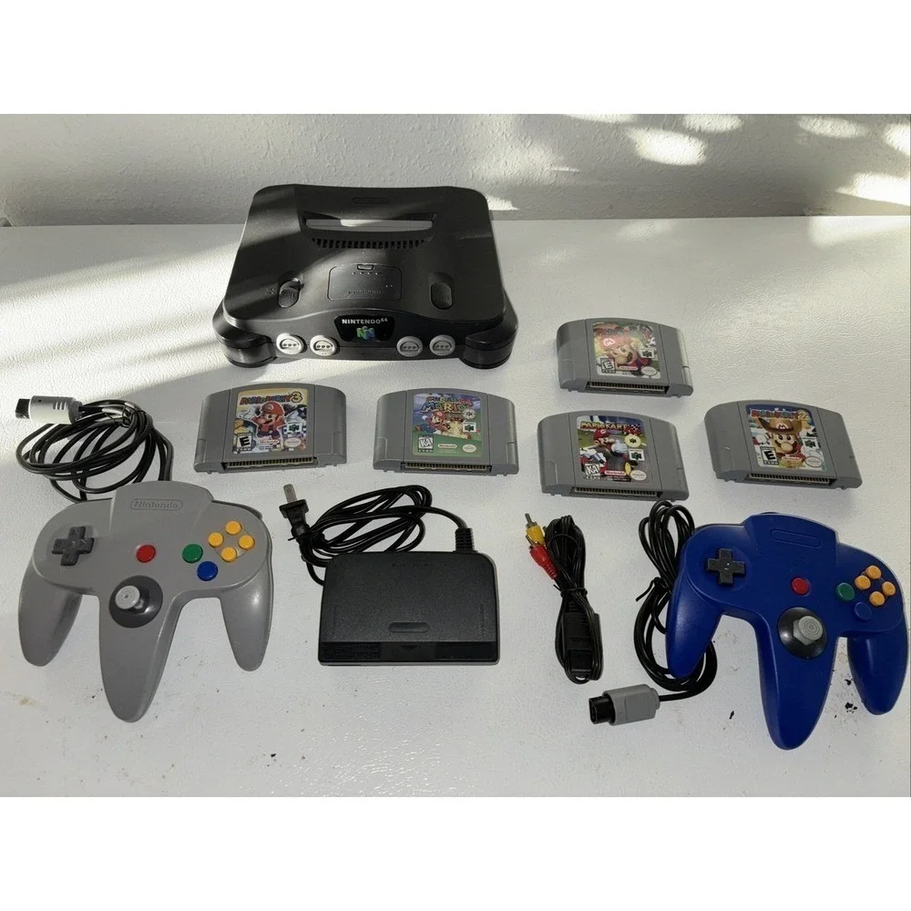Wow Nintendo 64 console + 2 Controllers 5 Mario GAMES Party 1 2 3 Mario Kart